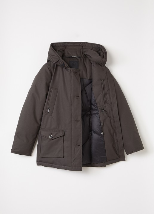 Airforce Gewatteerde parka met capuchon - voorkant 3 donkerbruin