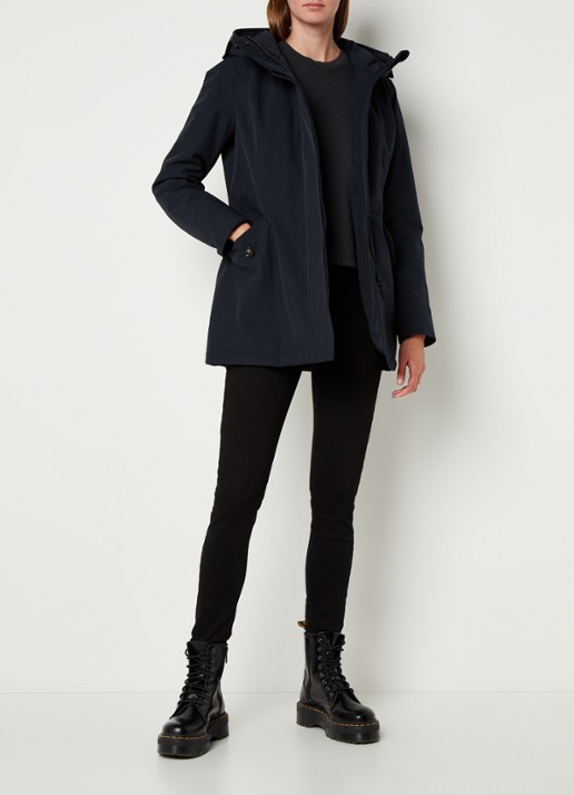 Airforce Gewatteerde parka met klepzakken en capuchon  - voorkant 4 donkerblauw
