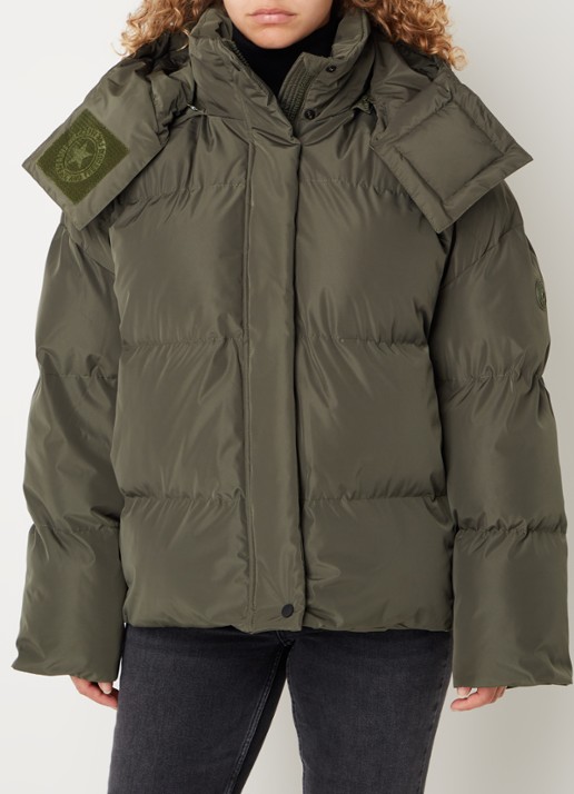 Airforce Gia puffer jack met afneembare capuchon - detail 2 lindegroen