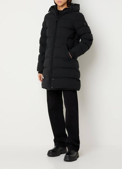 Airforce Jade puffer jas met capuchon en steekzakken - voorkant 3 zwart