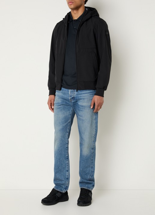 Airforce Javi softshell jack met capuchon en ritszakken - voorkant 2 zwart
