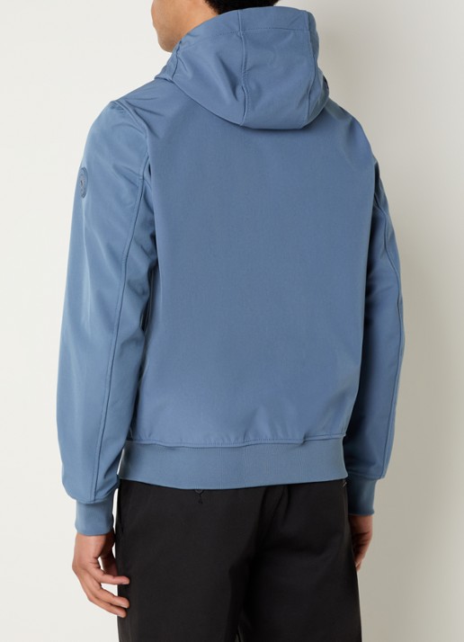 Airforce Javi softshell jack met capuchon en ritszakken - achterkant staalblauw