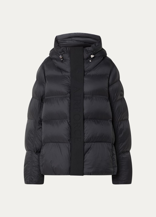 Airforce Kaia puffer jack met capuchon en logo - voorkant 3 zwart