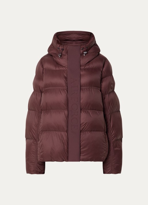 Airforce Kaia puffer jack met capuchon en logo - voorkant 3 roodbruin