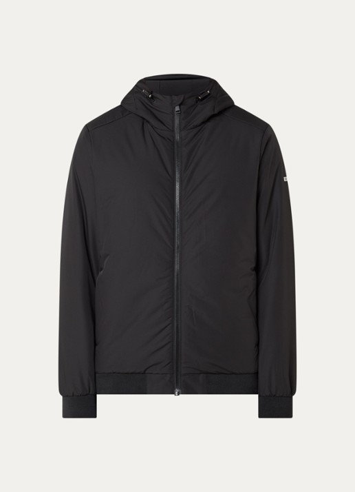 Airforce Larry gewatteerd bomberjack met capuchon en waterafstotende coating - voorkant 3 zwart