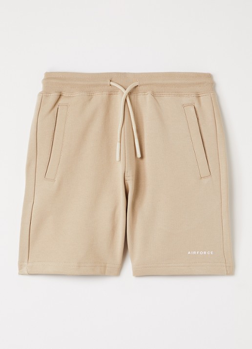 Airforce Loose fit korte joggingbroek - voorkant 5 beige