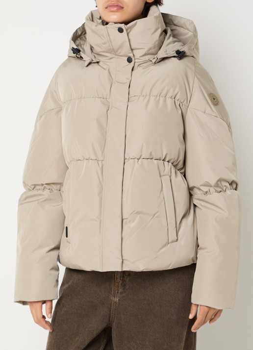 Airforce Maya puffer jack met steekzakken - detail 4 creme