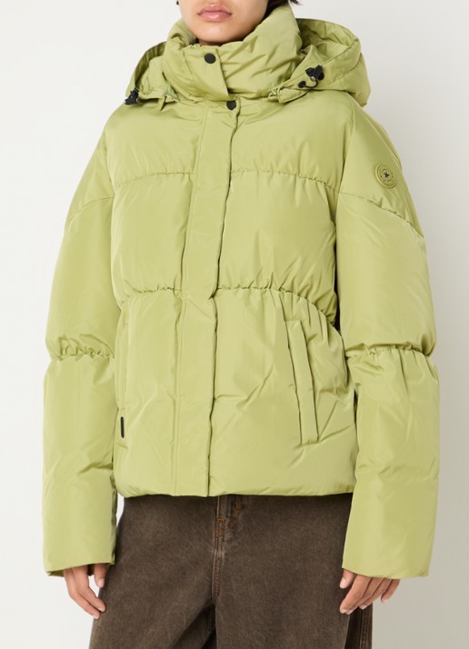 Airforce Maya puffer jack met steekzakken - detail felgroen