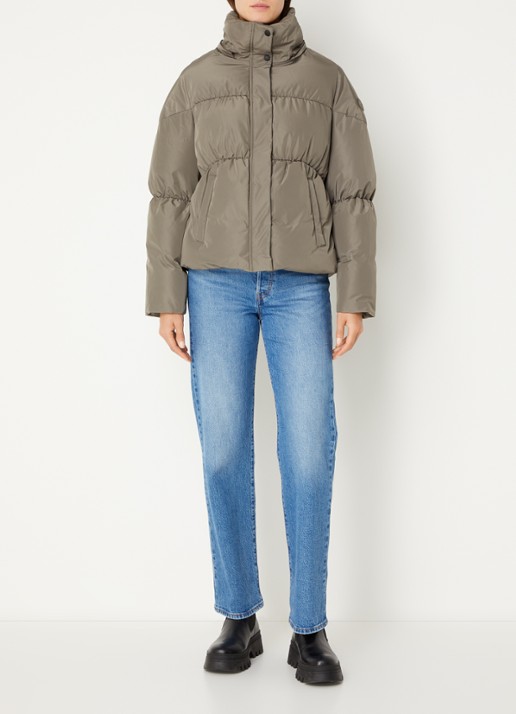 Airforce Maya puffer jack met steekzakken - voorkant 2 olijfgroen