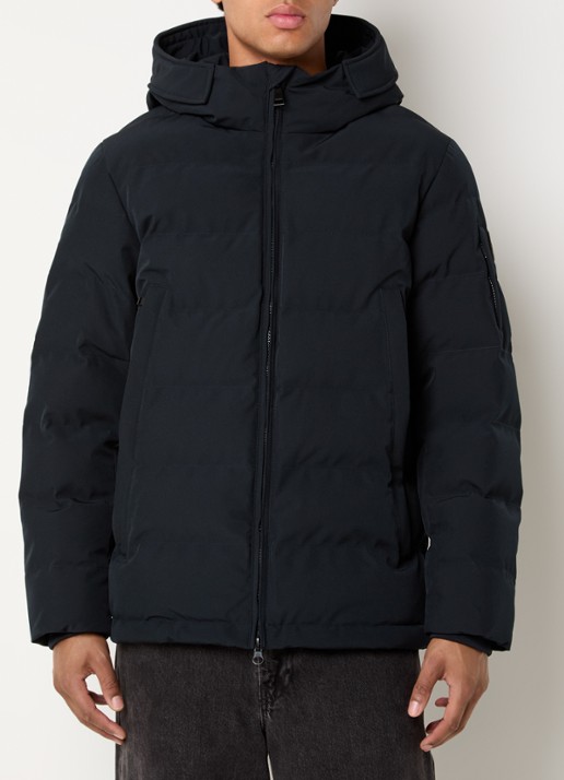 Airforce Mitchel gewatteerde jas met capuchon en ritszakken - detail 4 donkerblauw