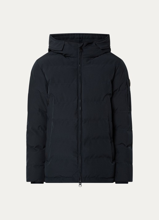 Airforce Mitchel gewatteerde jas met capuchon en ritszakken - voorkant 2 donkerblauw