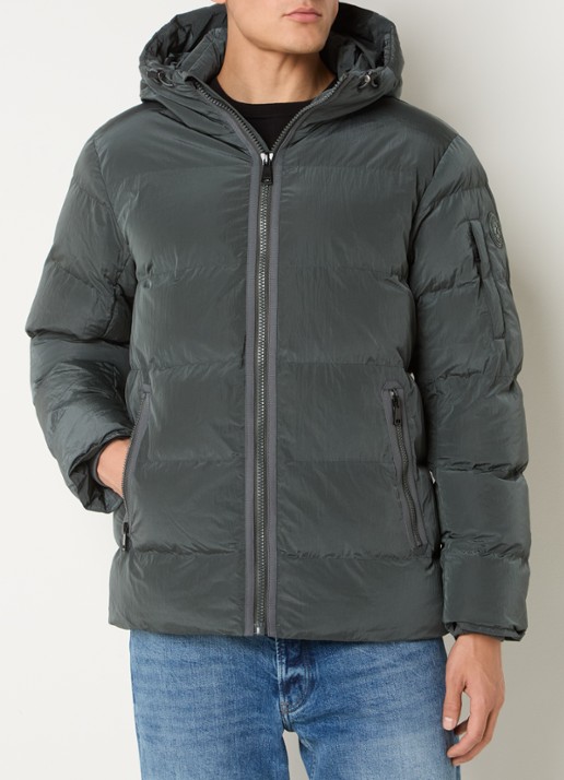 Airforce Morris puffer jack met logo en opbergbare capuchon