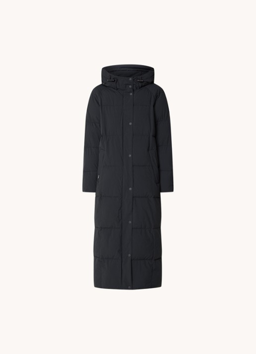 Airforce Nia longline puffer jas met ritszakken en capuchon - voorkant 3 zwart