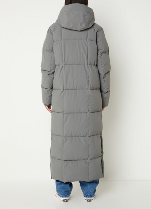 Airforce Nia longline puffer jas met ritszakken en capuchon - achterkant 4 grijs