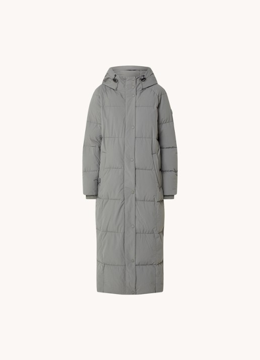 Airforce Nia longline puffer jas met ritszakken en capuchon - voorkant grijs