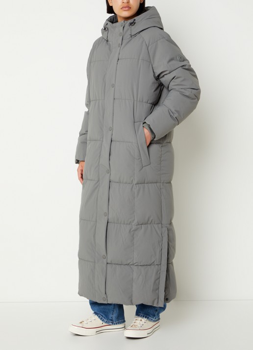 Airforce Nia longline puffer jas met ritszakken en capuchon