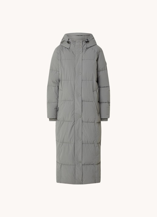 Airforce Nia longline puffer jas met ritszakken en capuchon - voorkant 3 grijs