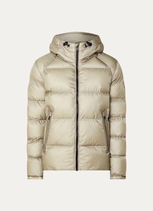 Airforce Puffer jack met capuchon en ritszakken - voorkant 2 beige