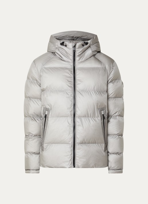 Airforce Puffer jack met capuchon en ritszakken - voorkant 3 lichtgrijs