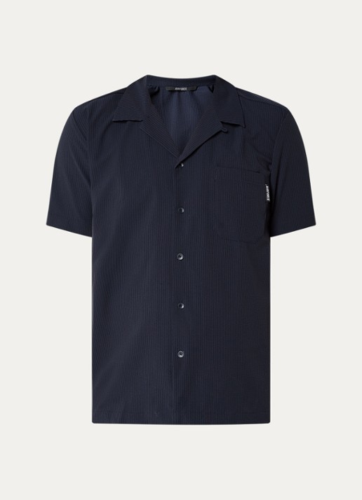 Airforce Regular fit overhemd met streepprint en borstzak - voorkant donkerblauw