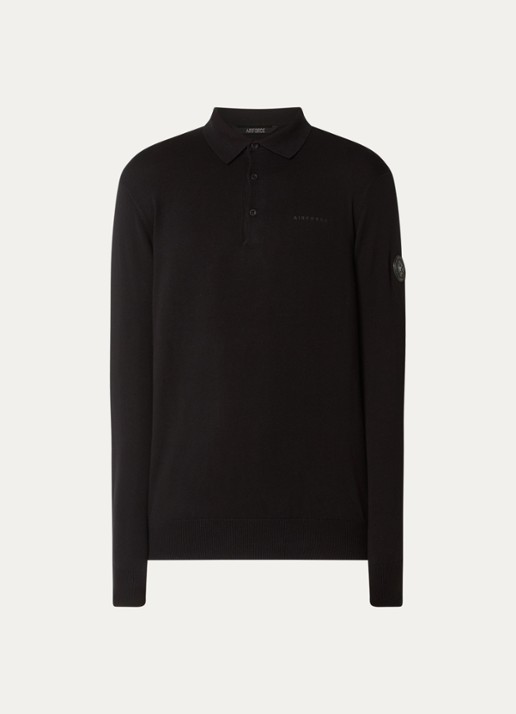 Airforce Regular fit polo met logo - voorkant 3 zwart