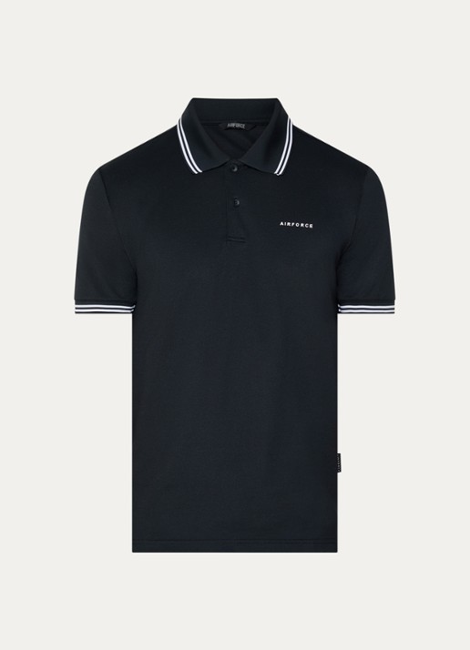 Airforce Regular fit polo met logoprint - voorkant 2 antraciet