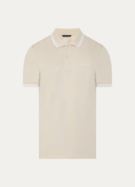 Airforce Regular fit polo met logoprint - voorkant 3 beige