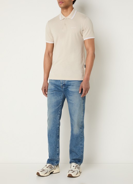 Airforce Regular fit polo met logoprint - voorkant 4 beige