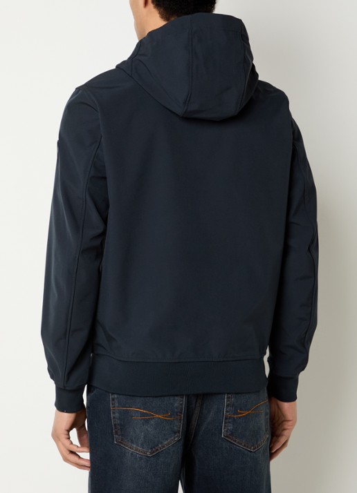 Airforce Rix softshell jack met capuchon en ritszakken - achterkant donkerblauw