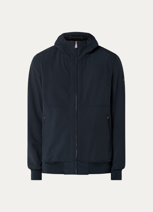 Airforce Rix softshell jack met capuchon en ritszakken - voorkant 3 donkerblauw
