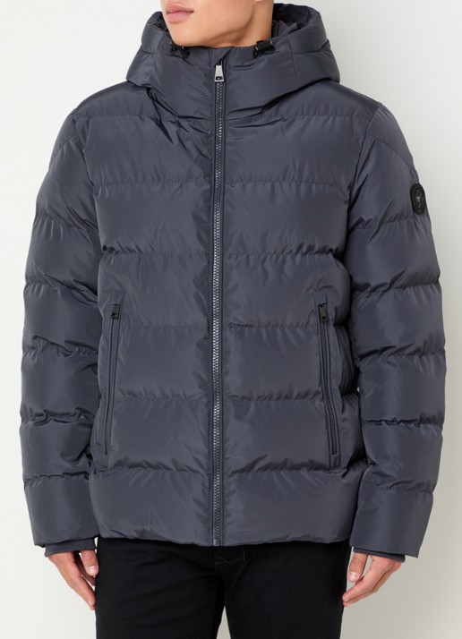 Airforce Robin puffer jack met capuchon - detail donkerblauw