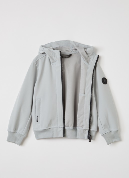 Airforce Softshell jack met ritszakken en capuchon - voorkant 2 lichtgrijs
