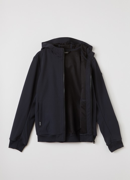 Airforce Softshell jack met ritszakken en capuchon - voorkant 2 donkerblauw