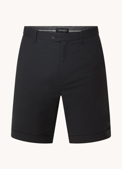 Airforce Straight fit korte chino met steekzakken  - voorkant 3 zwart