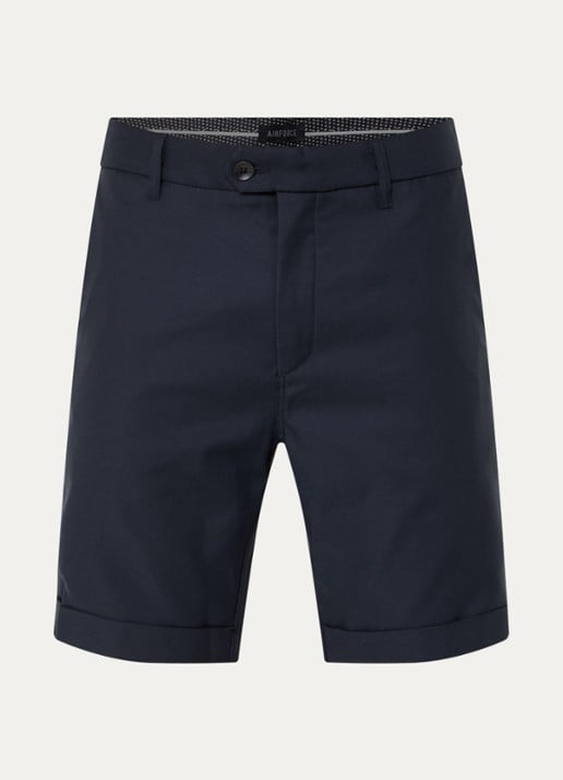Airforce Straight fit korte chino met steekzakken  - voorkant 2 donkerblauw
