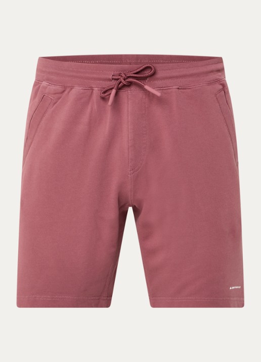 Airforce Straight fit korte joggingbroek met logo - voorkant steenrood