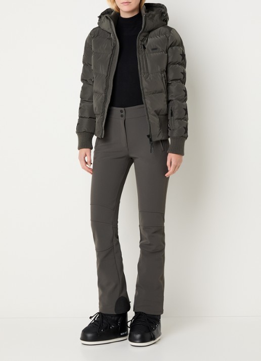 Airforce Sundance Mountain high waist flared skibroek met ritszakken - voorkant 3 lichtbruin