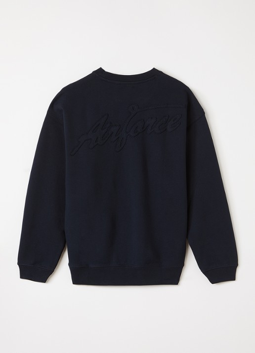 Airforce Sweater met logo- en backprint - voorkant 2 donkerblauw
