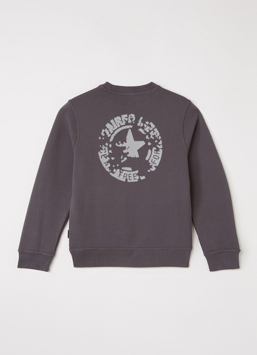 Airforce Sweater met logo- en backprint - voorkant 3 donkergrijs
