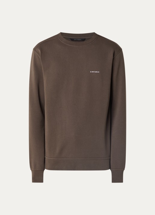 Airforce Sweater met logo - voorkant lichtbruin