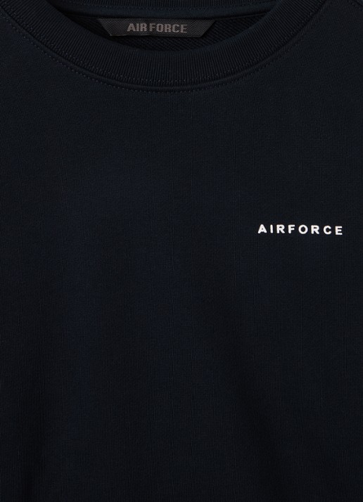 Airforce Sweater met logo - detail donkerblauw