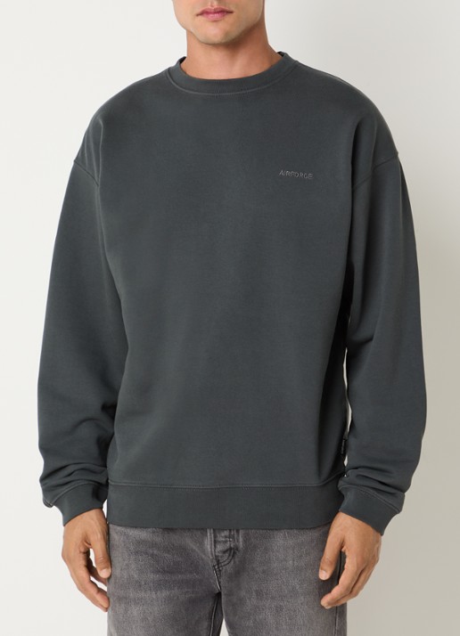 Airforce Sweater van katoen met logo - achterkant 3 donkergrijs