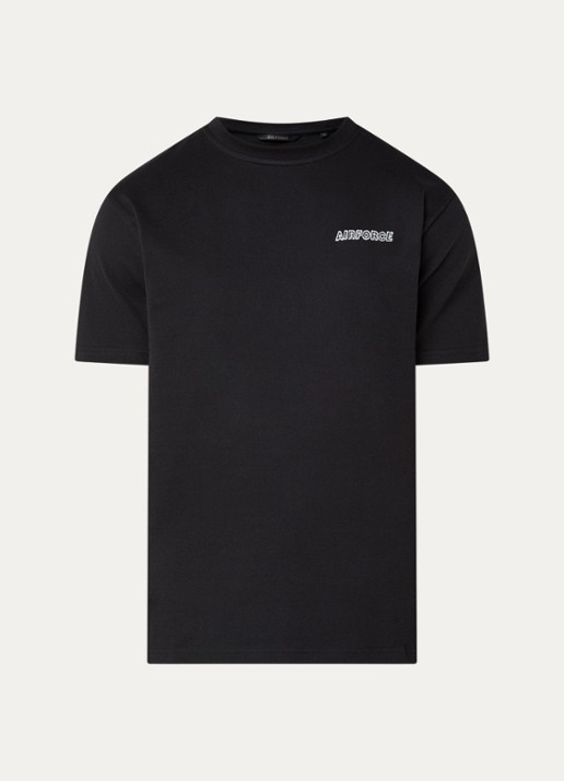 Airforce T-shirt met borduring - voorkant zwart