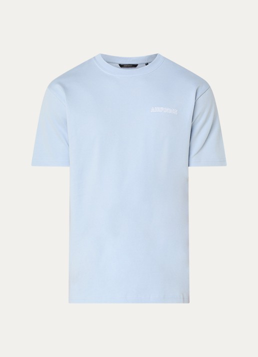 Airforce T-shirt met borduring - voorkant blauwgrijs