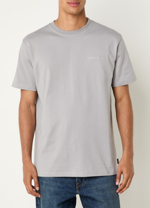 Airforce T-shirt met logo- en backprint - achterkant 4 grijs