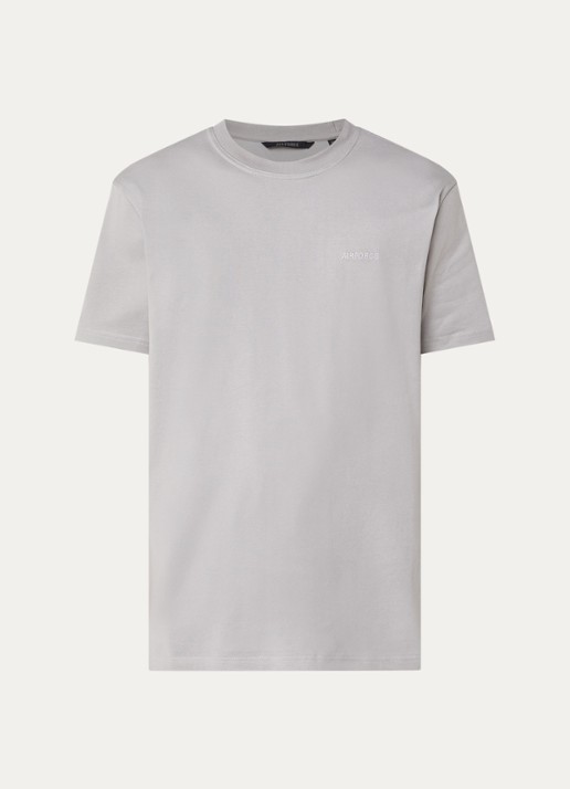Airforce T-shirt met logo- en backprint - voorkant grijs