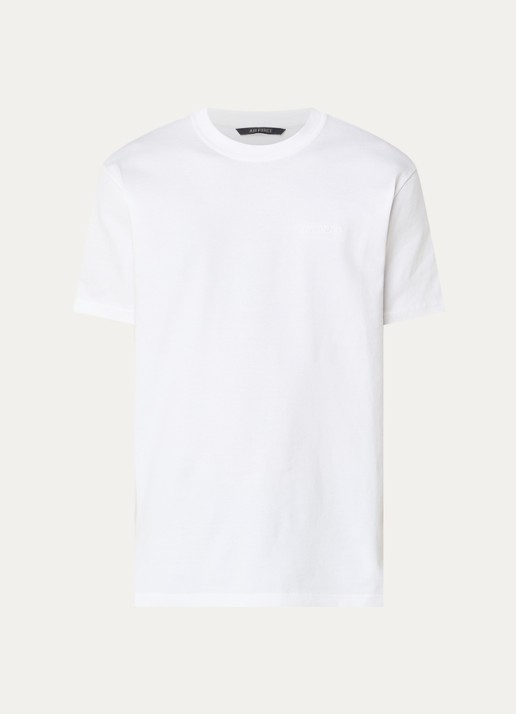 Airforce T-shirt met logo- en backprint - voorkant wit