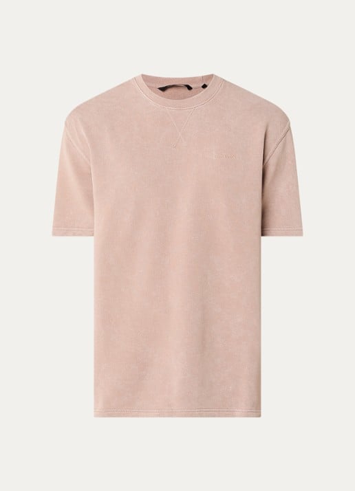 Airforce T-shirt met logo en ronde hals - voorkant 2 lichtbruin