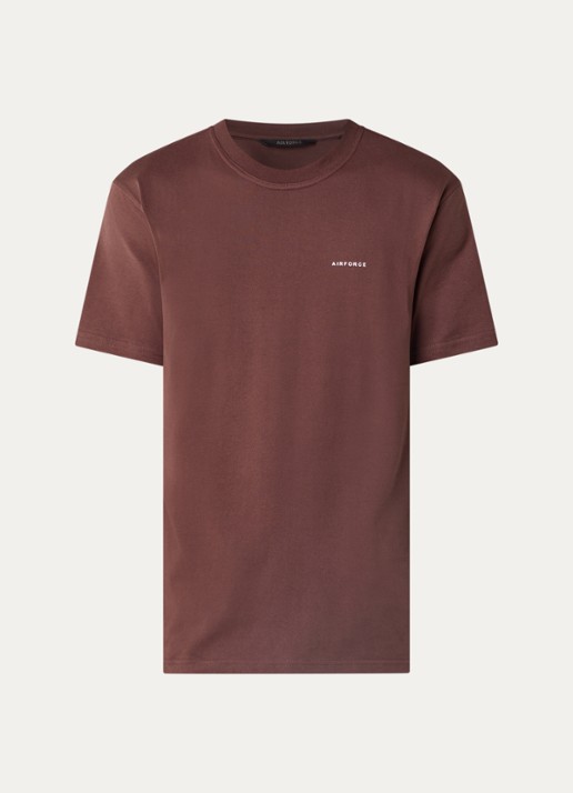 Airforce T-shirt met logo - voorkant kastanjebruin