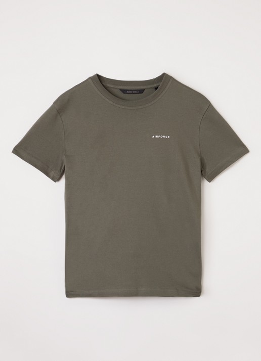 Airforce T-shirt met logo - voorkant olijfgroen
